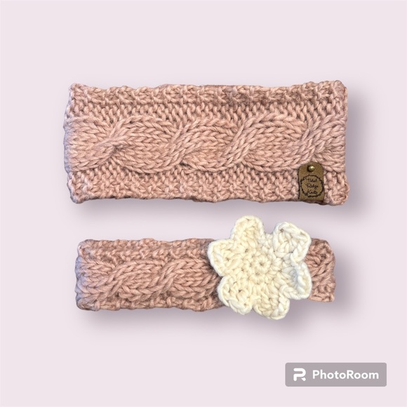 Handknit Mama and Mini Wool Headband Duo - Picture 2 of 4